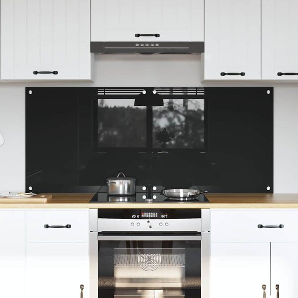 Kuchyňský obklad 2 pcs Černá 70 x 60 cm tvrzené sklo