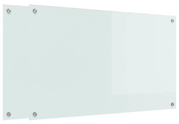 Kuchyňský obklad 2 pcs Bílá 100 x 60 cm tvrzené sklo