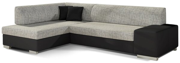 Sedací souprava do obývacího pokoje AMALTHEA - světle šedá / černá eko kůže, levý roh