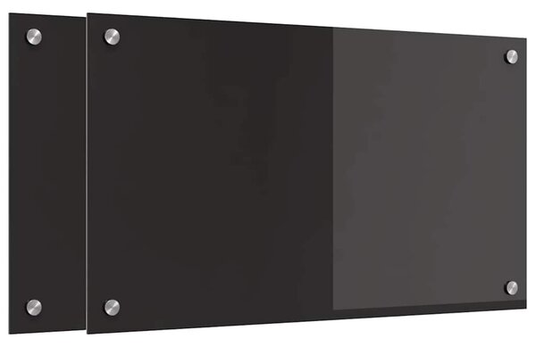 Kuchyňský obklad 2 pcs Černá 70 x 40 cm tvrzené sklo