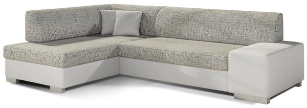 Sedací souprava do obývacího pokoje AMALTHEA - světle šedá / bílá eko kůže, levý roh