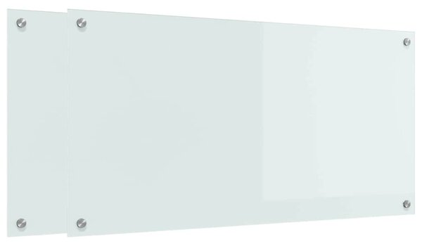 Kuchyňský obklad 2 pcs Bílá 100 x 50 cm tvrzené sklo