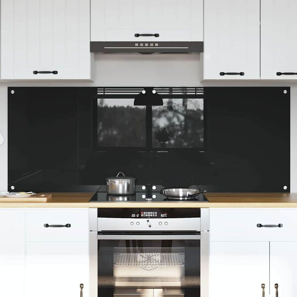 Kuchyňský obklad 2 pcs Černá 80 x 60 cm tvrzené sklo