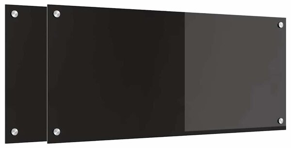 Kuchyňský obklad 2 pcs Černá 90 x 40 cm tvrzené sklo
