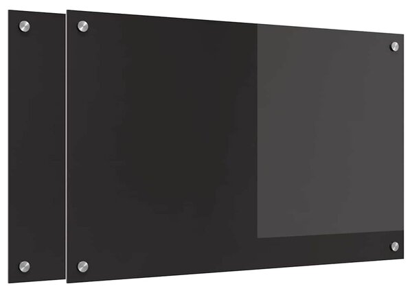 Kuchyňský obklad 2 pcs Černá 80 x 50 cm tvrzené sklo
