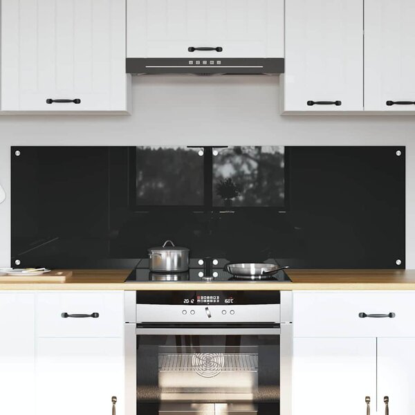 Kuchyňský obklad 2 pcs Černá 80 x 50 cm tvrzené sklo