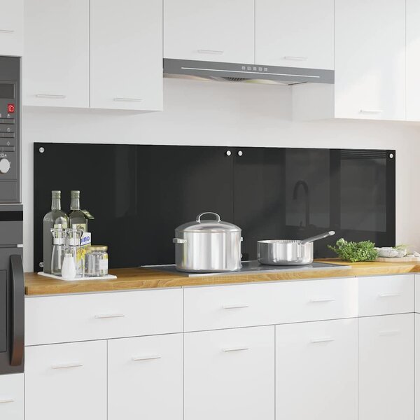 Kuchyňský obklad 2 pcs Černá 90 x 50 cm tvrzené sklo