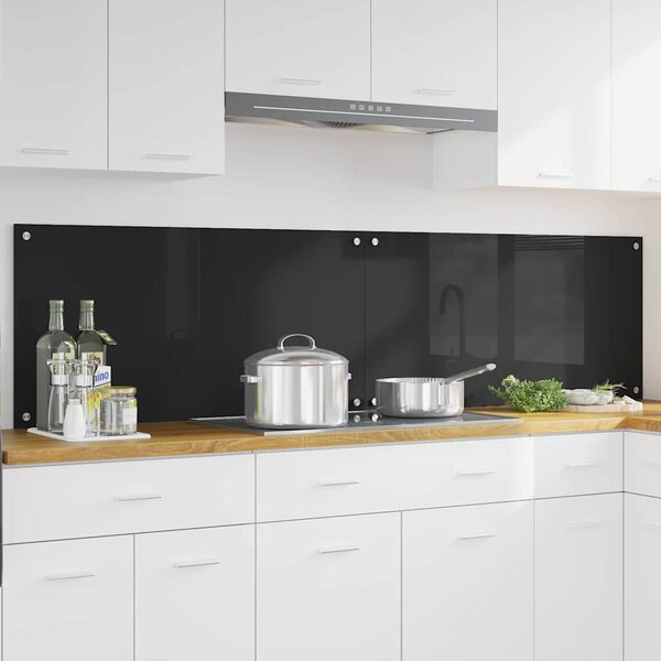 Kuchyňský obklad 2 pcs Černá 100 x 50 cm tvrzené sklo