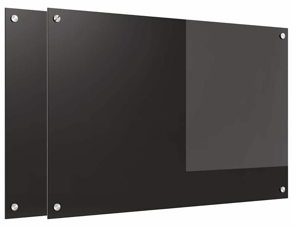 Kuchyňský obklad 2 pcs Černá 90 x 60 cm tvrzené sklo