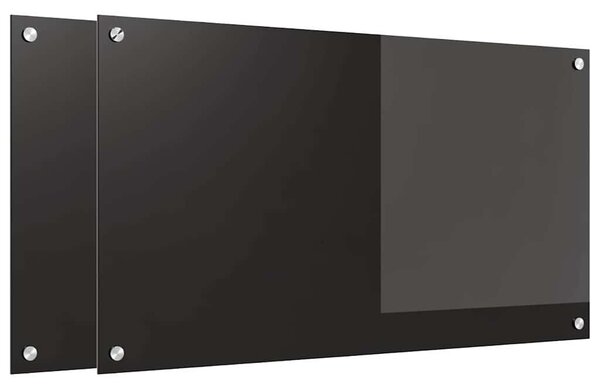 Kuchyňský obklad 2 pcs Černá 90 x 50 cm tvrzené sklo