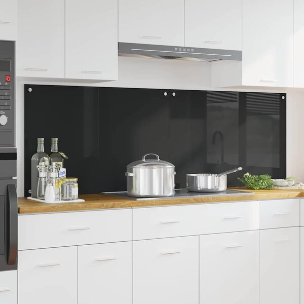 Kuchyňský obklad 2 pcs Černá 90 x 60 cm tvrzené sklo