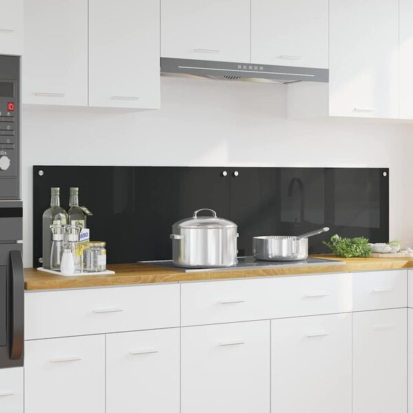 Kuchyňský obklad 2 pcs Černá 90 x 40 cm tvrzené sklo