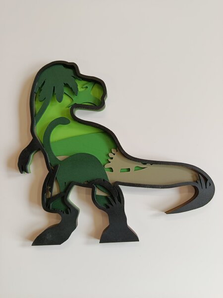 Z rodinné dílny Svítící dekorace T-Rex na zeď - dinosaurus do dětského pokoje (svítí ve tmě)