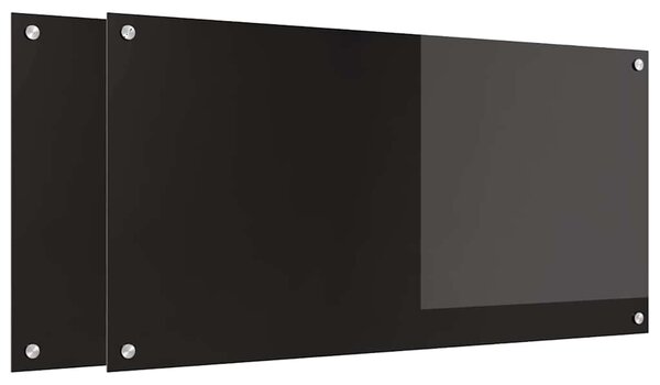 Kuchyňský obklad 2 pcs Černá 100 x 50 cm tvrzené sklo