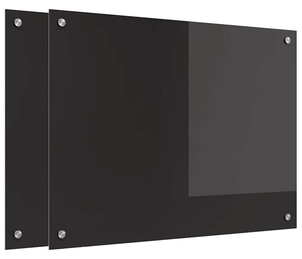 Kuchyňský obklad 2 pcs Černá 80 x 60 cm tvrzené sklo