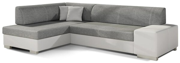 Sedací souprava do obývacího pokoje AMALTHEA - popelavá / bílá eko kůže, levý roh