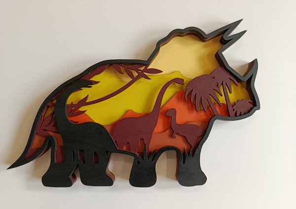 Z rodinné dílny Triceratops - svítící dekorace na zeď do dětského pokoje