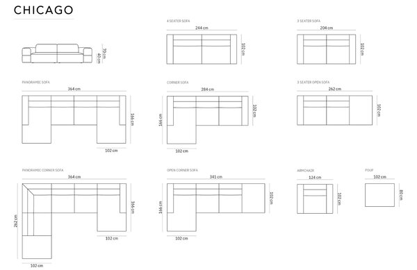-25 % Dny MOMENTI– Cosmopolitan Design Sametová pohovka Chicago 244 cm