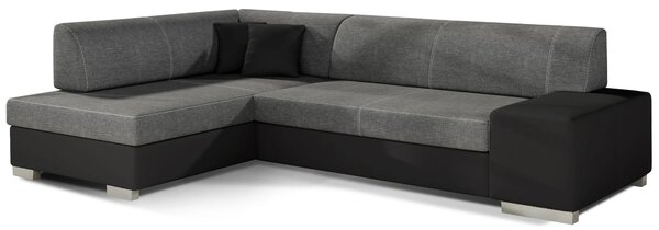 Sedací souprava do obývacího pokoje AMALTHEA - popelavá / černá eko kůže, levý roh