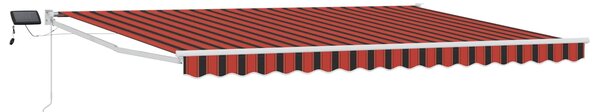 Ruční výsuvná markýza s LED pásky Oranžová, Hnědá, Bílá 4 × 3 m
