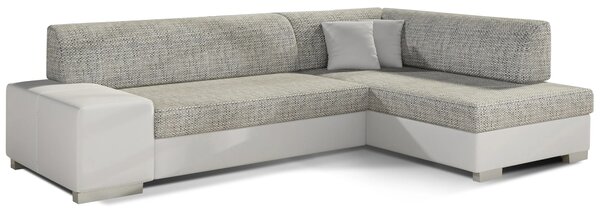 Sedací souprava do obývacího pokoje AMALTHEA - světle šedá / bílá eko kůže, pravý roh