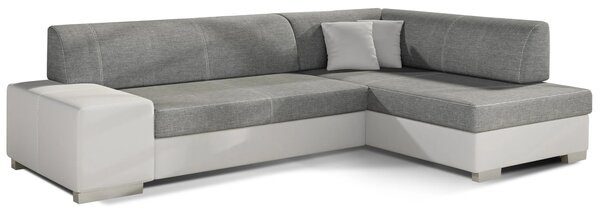 Sedací souprava do obývacího pokoje AMALTHEA - popelavá / bílá eko kůže, pravý roh