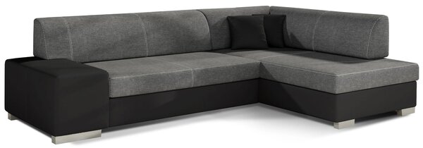 Sedací souprava do obývacího pokoje AMALTHEA - popelavá / černá eko kůže, pravý roh