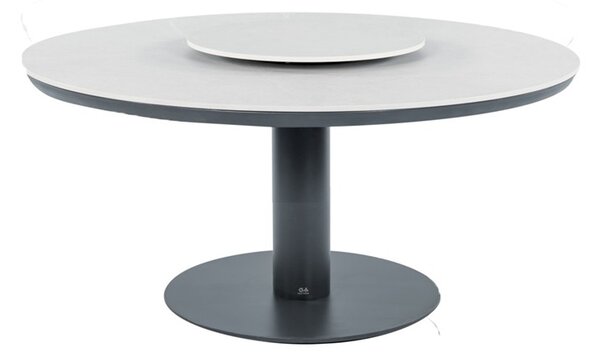 Apple Bee Jídelní stůl snížený low dining Melville, Apple Bee, kulatý 160x69,5cm, rám lakovaný hliník Taupe (šedobéžová), deska keramický kompozit dekor Light Grey