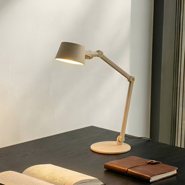 Lucande Stolní lampa Silka, 93 cm, béžová, nastavitelná, E27, Krémová / jantar, Obývací pokoj / jídelna, kov, Moderní