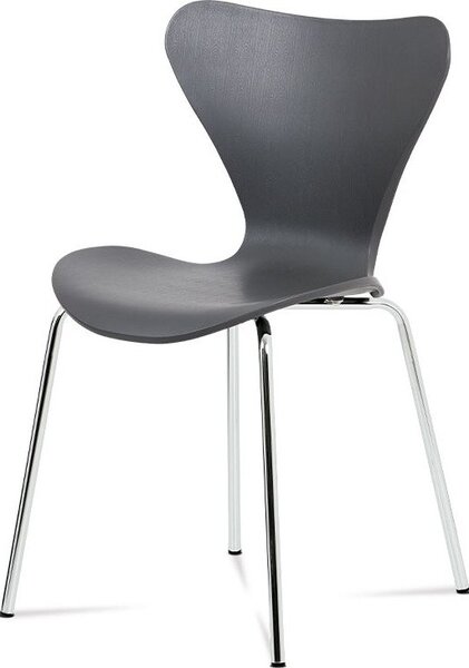 Autronic Plastová jídelní židle AURORA GREY, šedá/chrom