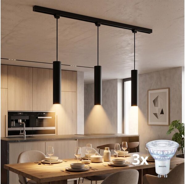 Philips-LED Stm. lustr na lanku v lišt sys EASYLINK 3xGU10/7W/230V 1m černá