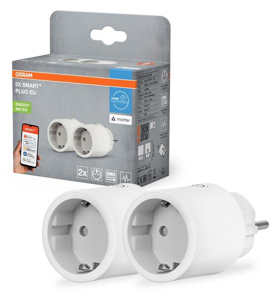 Osram - SADA 2x Chytrá zásuvka SMART+ MATTER SCHUKO 2300W/230V/10A Wi-Fi bílá