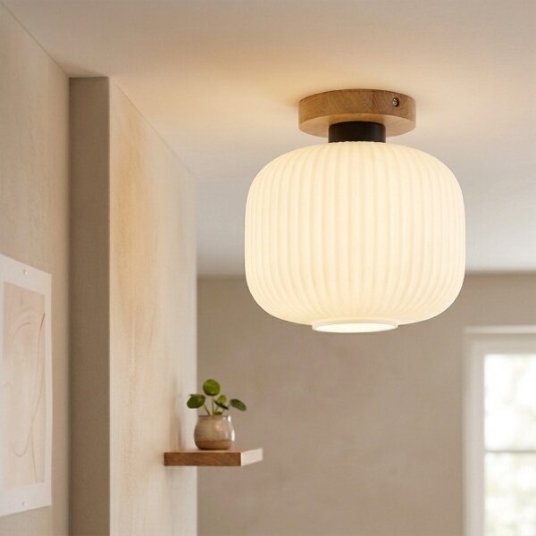 Stropní svítidlo HARMA WOOD 1xE27/15W/230V dub/bílá pr. 25 cm