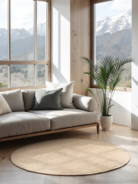 Koberec Hanse Home Bouclé Jaipur naturální / béžový / bílý kruh