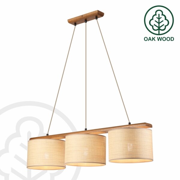 Lustr na lanku AIDA 3xE27/15W/230V pr. 25 cm dub/rafie