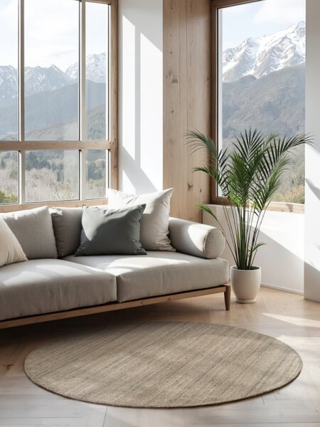Koberec Hanse Home Bouclé Jaipur naturální / šedý / hnědý kruh