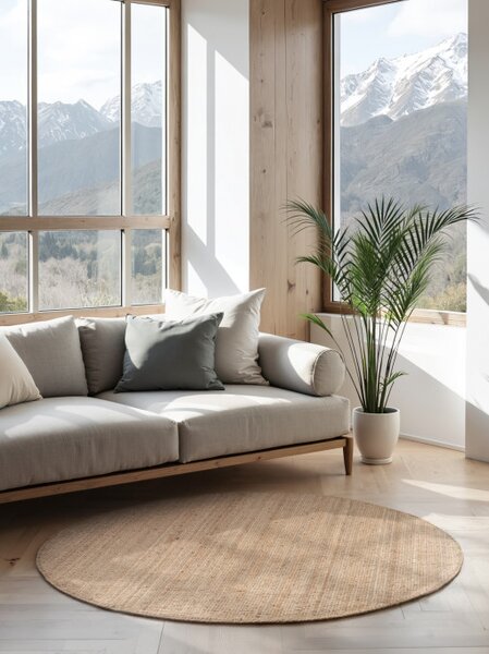 Koberec Hanse Home Bouclé Jaipur naturální / zlatý kruh