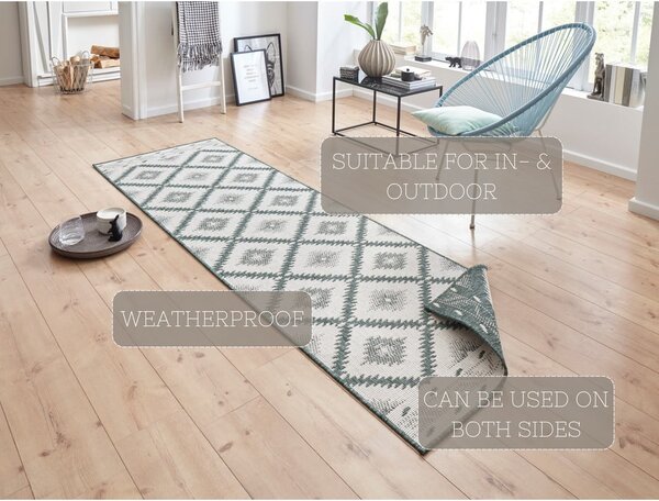 Zeleno-krémový venkovní koberec NORTHRUGS Malibu, 250 x 80 cm