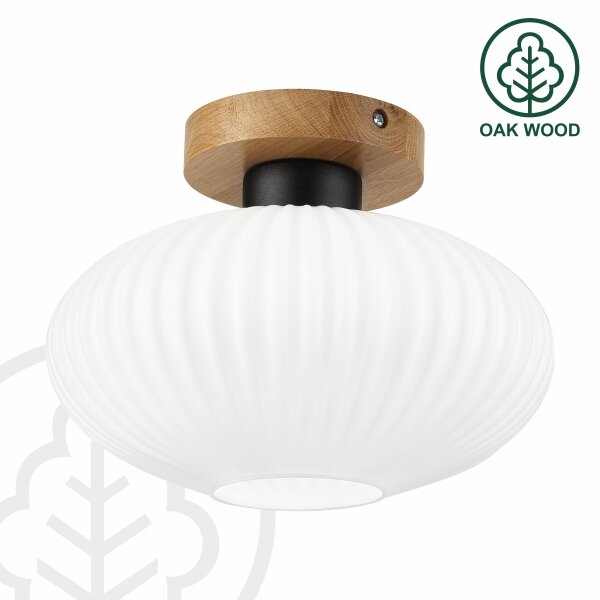 Stropní svítidlo HARMA WOOD 1xE27/15W/230V dub/bílá pr. 25 cm