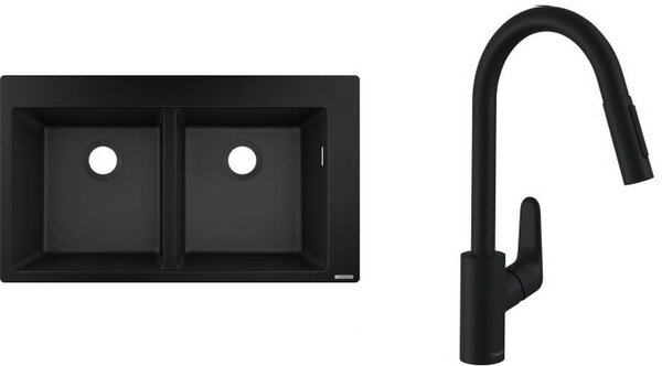 Sada granitový dřez Hansgrohe S 51 43316170, kuchyňská baterie Hansgrohe Focus 31815670