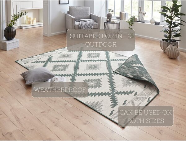 Zeleno-krémový venkovní koberec NORTHRUGS Malibu, 150 x 80 cm