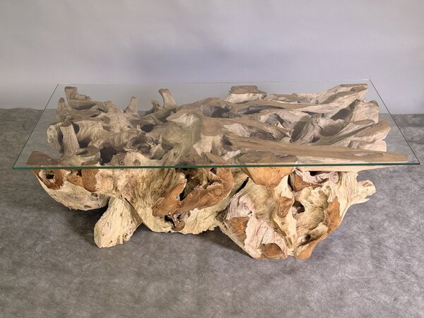 Teakový stolek Manado 120x60 cm včetně skla