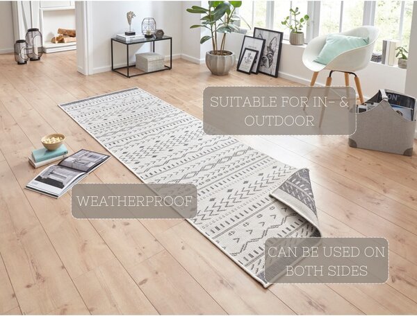 Šedo-krémový venkovní koberec NORTHRUGS Kuba, 250 x 80 cm