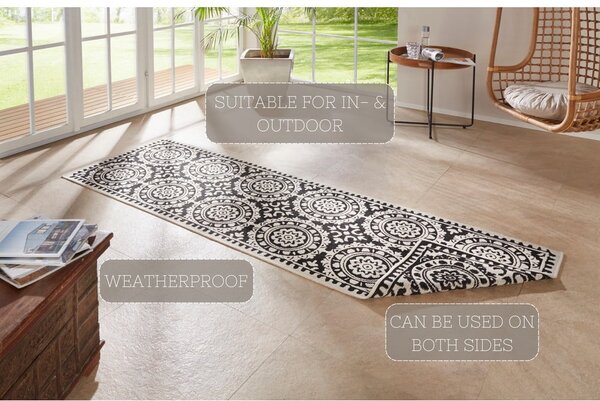 Černo-krémový venkovní koberec NORTHRUGS Jardin, 80 x 250 cm