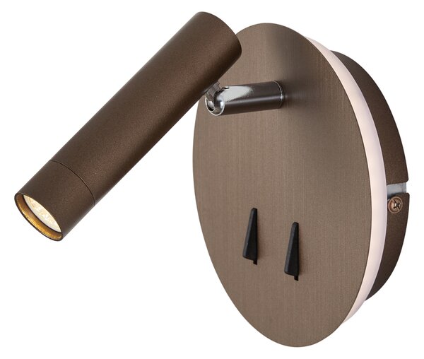 Moderní nástěnné svítidlo tmavě bronzové vč. LED s USB-C - Croft