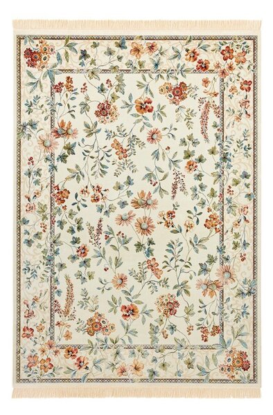 Krémový koberec z viskózy 95x140 cm Oriental Flowers – Nouristan