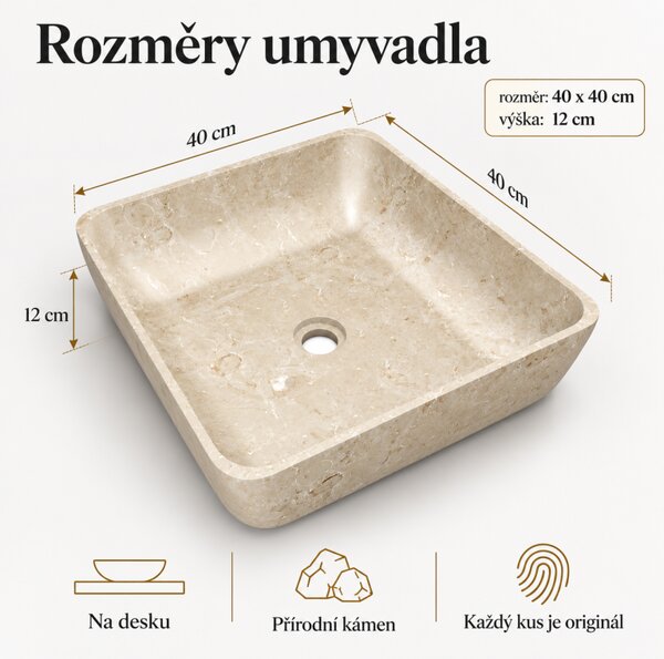 Umyvadlo z přírodního kamene Tantum Cream