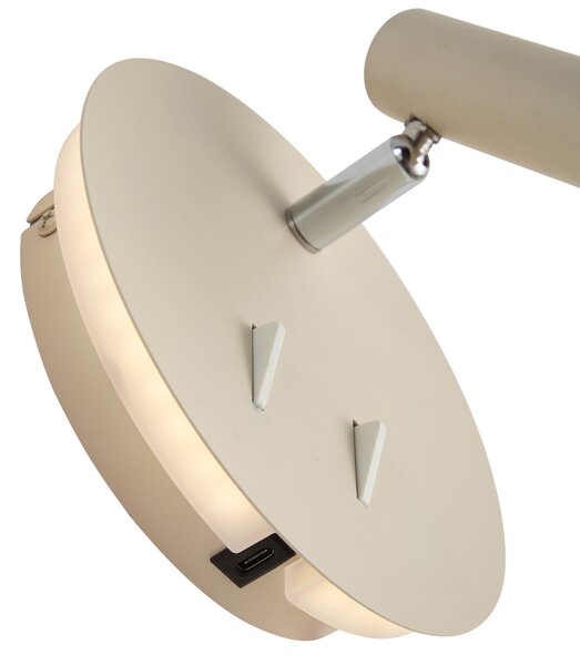 Moderní nástěnná lampa béžová včetně LED s USB-C - Croft