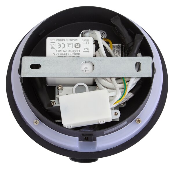 Moderní černá nástěnná lampa vč. LED s USB-C - Croft