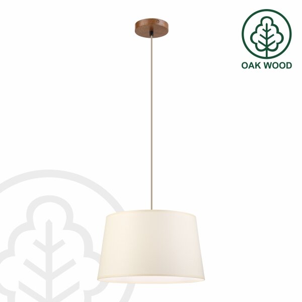 Lustr na lanku AIDA 1xE27/15W/230V pr. 35 cm dub/krémová